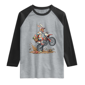 Easter Bunny Dirt Bike Rider Funny Motocross Rabbit Graphic Raglan Shirt Cool Off Road Racing Egg Hunt TS02 Heather Gray Black Print Your Wear