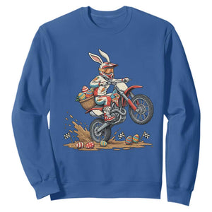 Easter Bunny Dirt Bike Rider Funny Motocross Rabbit Graphic Sweatshirt Cool Off Road Racing Egg Hunt TS02 Royal Blue Print Your Wear
