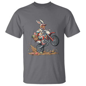 Easter Bunny Dirt Bike Rider Funny Motocross Rabbit Graphic T Shirt Cool Off Road Racing Egg Hunt TS02 Charcoal Print Your Wear