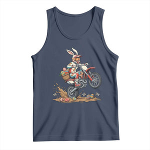 Easter Bunny Dirt Bike Rider Funny Motocross Rabbit Graphic Tank Top Cool Off Road Racing Egg Hunt TS02 Navy Print Your Wear