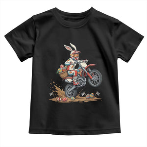 Easter Bunny Dirt Bike Rider Funny Motocross Rabbit Graphic Toddler T Shirt Cool Off Road Racing Egg Hunt TS02 Black Print Your Wear