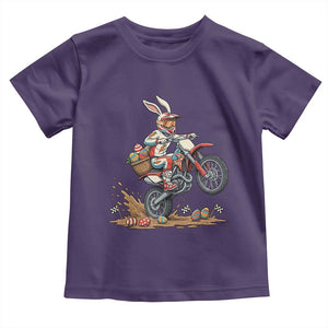 Easter Bunny Dirt Bike Rider Funny Motocross Rabbit Graphic Toddler T Shirt Cool Off Road Racing Egg Hunt TS02 Purple Print Your Wear