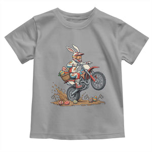 Easter Bunny Dirt Bike Rider Funny Motocross Rabbit Graphic Toddler T Shirt Cool Off Road Racing Egg Hunt TS02 Sport Gray Print Your Wear