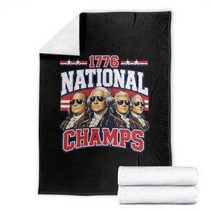 1776 National Champs Founding Fathers Graphic Throw Blanket Funny George Washington and Presidents Sunglasses Sports Style Patriotic TS02 Black Print Your Wear