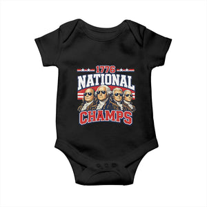 1776 National Champs Founding Fathers Graphic Baby Onesie Funny George Washington and Presidents Sunglasses Sports Style Patriotic TS02 Black Print Your Wear