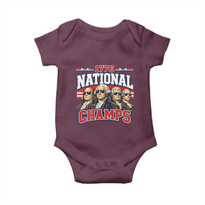 1776 National Champs Founding Fathers Graphic Baby Onesie Funny George Washington and Presidents Sunglasses Sports Style Patriotic TS02 Maroon Print Your Wear