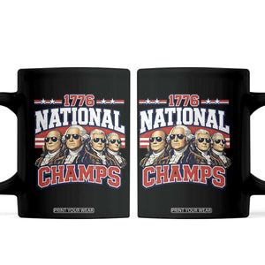 1776 National Champs Founding Fathers Graphic Coffee Mug Funny George Washington and Presidents Sunglasses Sports Style Patriotic TS02 Black Print Your Wear