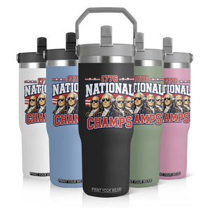 1776 National Champs Founding Fathers Graphic Flip Straw Tumbler Funny George Washington and Presidents Sunglasses Sports Style Patriotic TS02 Print Your Wear
