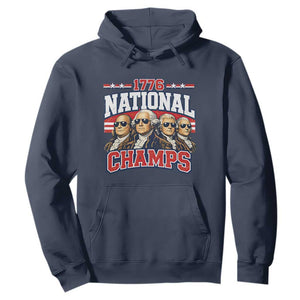 1776 National Champs Founding Fathers Graphic Hoodie Funny George Washington and Presidents Sunglasses Sports Style Patriotic TS02 Navy Print Your Wear