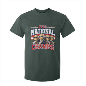 1776 National Champs Founding Fathers Graphic T Shirt For Kid Funny George Washington and Presidents Sunglasses Sports Style Patriotic TS02 Dark Forest Green Print Your Wear