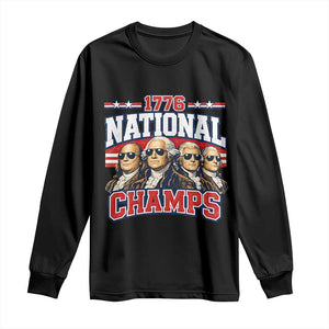 1776 National Champs Founding Fathers Graphic Long Sleeve Shirt Funny George Washington and Presidents Sunglasses Sports Style Patriotic TS02 Black Print Your Wear