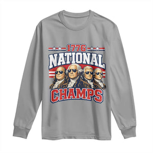 1776 National Champs Founding Fathers Graphic Long Sleeve Shirt Funny George Washington and Presidents Sunglasses Sports Style Patriotic TS02 Sport Gray Print Your Wear