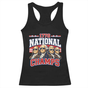 1776 National Champs Founding Fathers Graphic Racerback Tank Top Funny George Washington and Presidents Sunglasses Sports Style Patriotic TS02 Black Print Your Wear