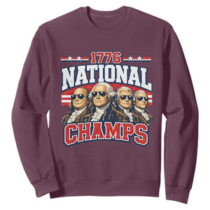 1776 National Champs Founding Fathers Graphic Sweatshirt Funny George Washington and Presidents Sunglasses Sports Style Patriotic TS02 Maroon Print Your Wear