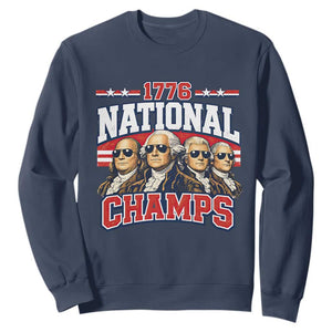 1776 National Champs Founding Fathers Graphic Sweatshirt Funny George Washington and Presidents Sunglasses Sports Style Patriotic TS02 Navy Print Your Wear
