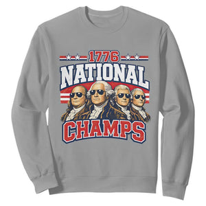1776 National Champs Founding Fathers Graphic Sweatshirt Funny George Washington and Presidents Sunglasses Sports Style Patriotic TS02 Sport Gray Print Your Wear