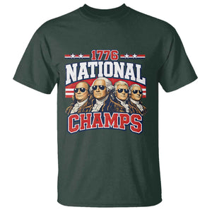 1776 National Champs Founding Fathers Graphic T Shirt Funny George Washington and Presidents Sunglasses Sports Style Patriotic TS02 Dark Forest Green Print Your Wear
