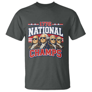 1776 National Champs Founding Fathers Graphic T Shirt Funny George Washington and Presidents Sunglasses Sports Style Patriotic TS02 Dark Heather Print Your Wear
