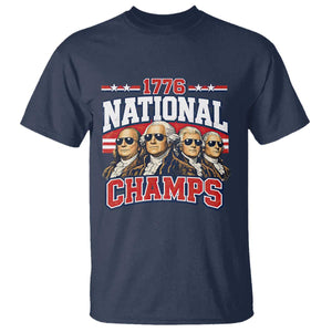 1776 National Champs Founding Fathers Graphic T Shirt Funny George Washington and Presidents Sunglasses Sports Style Patriotic TS02 Navy Print Your Wear