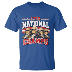 1776 National Champs Founding Fathers Graphic T Shirt Funny George Washington and Presidents Sunglasses Sports Style Patriotic TS02 Royal Blue Print Your Wear