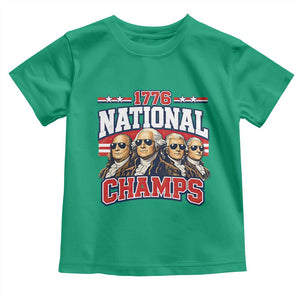 1776 National Champs Founding Fathers Graphic Toddler T Shirt Funny George Washington and Presidents Sunglasses Sports Style Patriotic TS02 Irish Green Print Your Wear