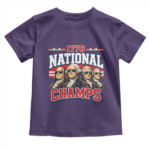 1776 National Champs Founding Fathers Graphic Toddler T Shirt Funny George Washington and Presidents Sunglasses Sports Style Patriotic TS02 Purple Print Your Wear