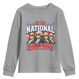 1776 National Champs Founding Fathers Graphic Youth Sweatshirt Funny George Washington and Presidents Sunglasses Sports Style Patriotic TS02 Sport Gray Print Your Wear