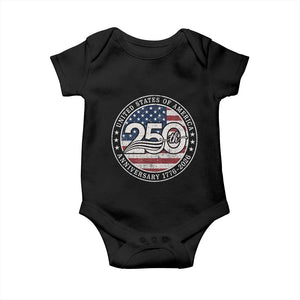 United States of America 250th Anniversary Vintage Seal Baby Onesie Distressed American Flag 1776 to 2026 Semiquincentennial Patriotic TS02 Black Print Your Wear