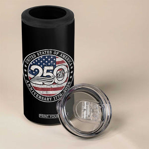 United States of America 250th Anniversary Vintage Seal 4 in 1 Can Cooler Tumbler Distressed American Flag 1776 to 2026 Semiquincentennial Patriotic TS02 Print Your Wear