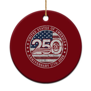 United States of America 250th Anniversary Vintage Seal Ceramic Ornament Distressed American Flag 1776 to 2026 Semiquincentennial Patriotic TS02 1pc Red Print Your Wear