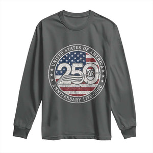 United States of America 250th Anniversary Vintage Seal Long Sleeve Shirt Distressed American Flag 1776 to 2026 Semiquincentennial Patriotic TS02 Dark Heather Print Your Wear