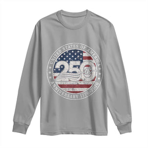 United States of America 250th Anniversary Vintage Seal Long Sleeve Shirt Distressed American Flag 1776 to 2026 Semiquincentennial Patriotic TS02 Sport Gray Print Your Wear
