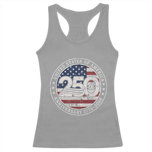 United States of America 250th Anniversary Vintage Seal Racerback Tank Top Distressed American Flag 1776 to 2026 Semiquincentennial Patriotic TS02 Sport Gray Print Your Wear