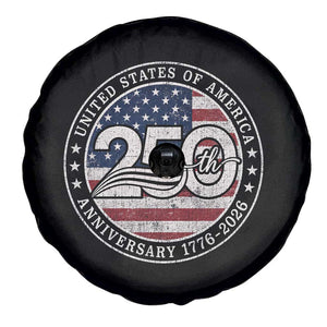 United States of America 250th Anniversary Vintage Seal Spare Tire Cover Distressed American Flag 1776 to 2026 Semiquincentennial Patriotic