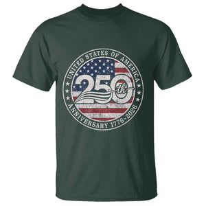 United States of America 250th Anniversary Vintage Seal T Shirt Distressed American Flag 1776 to 2026 Semiquincentennial Patriotic TS02 Dark Forest Green Print Your Wear