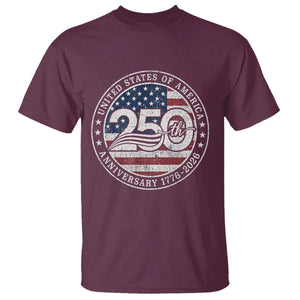 United States of America 250th Anniversary Vintage Seal T Shirt Distressed American Flag 1776 to 2026 Semiquincentennial Patriotic TS02 Maroon Print Your Wear
