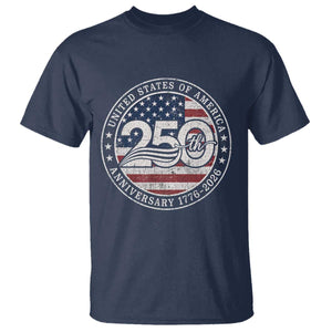 United States of America 250th Anniversary Vintage Seal T Shirt Distressed American Flag 1776 to 2026 Semiquincentennial Patriotic TS02 Navy Print Your Wear