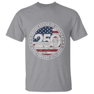 United States of America 250th Anniversary Vintage Seal T Shirt Distressed American Flag 1776 to 2026 Semiquincentennial Patriotic TS02 Sport Gray Print Your Wear