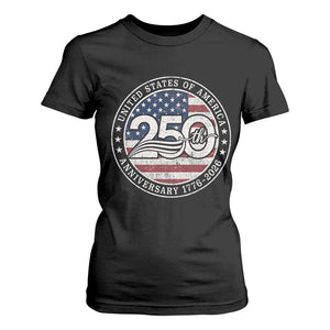 United States of America 250th Anniversary Vintage Seal T Shirt For Women Distressed American Flag 1776 to 2026 Semiquincentennial Patriotic TS02 Black Print Your Wear