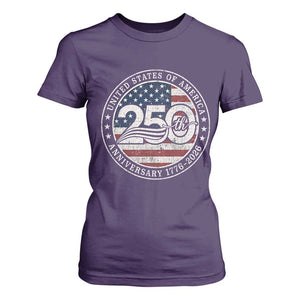 United States of America 250th Anniversary Vintage Seal T Shirt For Women Distressed American Flag 1776 to 2026 Semiquincentennial Patriotic TS02 Purple Print Your Wear