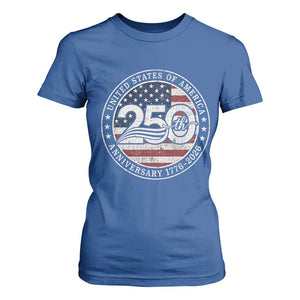 United States of America 250th Anniversary Vintage Seal T Shirt For Women Distressed American Flag 1776 to 2026 Semiquincentennial Patriotic TS02 Royal Blue Print Your Wear