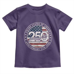 United States of America 250th Anniversary Vintage Seal Toddler T Shirt Distressed American Flag 1776 to 2026 Semiquincentennial Patriotic TS02 Purple Print Your Wear