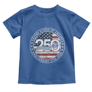 United States of America 250th Anniversary Vintage Seal Toddler T Shirt Distressed American Flag 1776 to 2026 Semiquincentennial Patriotic TS02 Royal Blue Print Your Wear