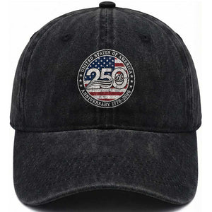 United States of America 250th Anniversary Vintage Seal Washed Cotton Baseball Cap Distressed American Flag 1776 to 2026 Semiquincentennial Patriotic TS02 Print Your Wear