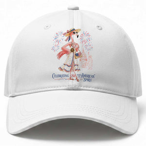 Celebrating 250 Years of American Spirit Flamingo Baseball Cap Cute Patriotic Tropical Bird Summer Landmarks Fireworks TS02 Print Your Wear