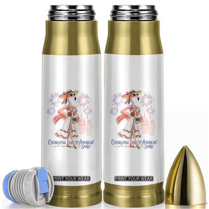 Celebrating 250 Years of American Spirit Flamingo Bullet Tumbler Cute Patriotic Tropical Bird Summer Landmarks Fireworks TS02 White Print Your Wear