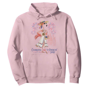 Celebrating 250 Years of American Spirit Flamingo Hoodie Cute Patriotic Tropical Bird Summer Landmarks Fireworks TS02 Light Pink Print Your Wear