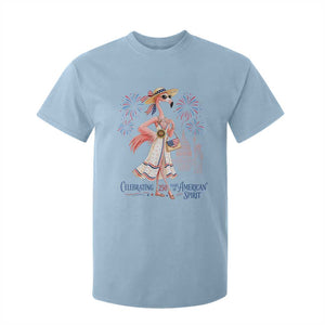 Celebrating 250 Years of American Spirit Flamingo T Shirt For Kid Cute Patriotic Tropical Bird Summer Landmarks Fireworks TS02 Light Blue Print Your Wear