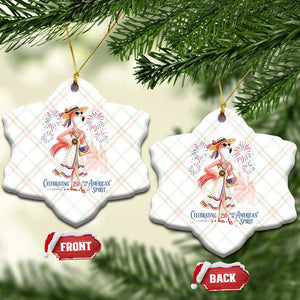 Celebrating 250 Years of American Spirit Flamingo Ceramic Ornament Cute Patriotic Tropical Bird Summer Landmarks Fireworks TS02 Print Your Wear