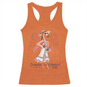 Celebrating 250 Years of American Spirit Flamingo Racerback Tank Top Cute Patriotic Tropical Bird Summer Landmarks Fireworks TS02 Orange Print Your Wear